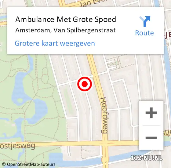 Locatie op kaart van de 112 melding: Ambulance Met Grote Spoed Naar Amsterdam, Van Spilbergenstraat op 16 februari 2024 10:01