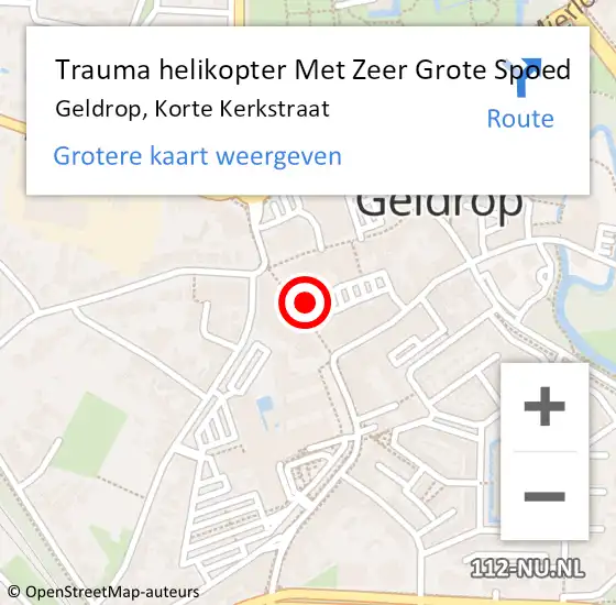 Locatie op kaart van de 112 melding: Trauma helikopter Met Zeer Grote Spoed Naar Geldrop, Korte Kerkstraat op 16 februari 2024 10:22