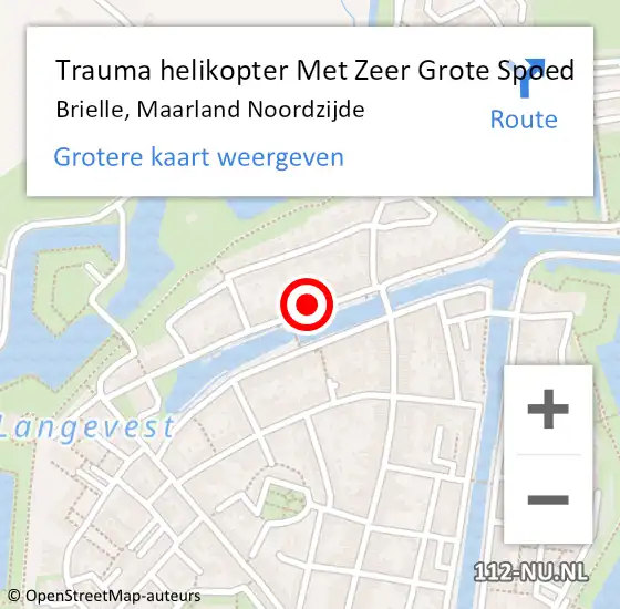 Locatie op kaart van de 112 melding: Trauma helikopter Met Zeer Grote Spoed Naar Brielle, Maarland Noordzijde op 16 februari 2024 12:33