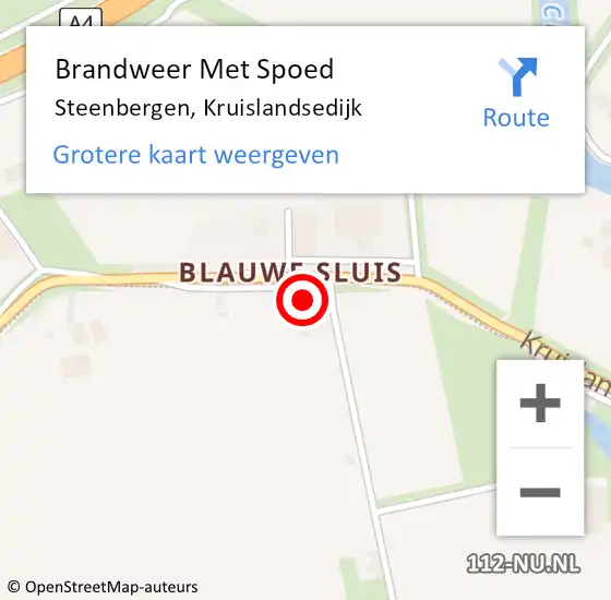 Locatie op kaart van de 112 melding: Brandweer Met Spoed Naar Steenbergen, Kruislandsedijk op 16 februari 2024 13:13