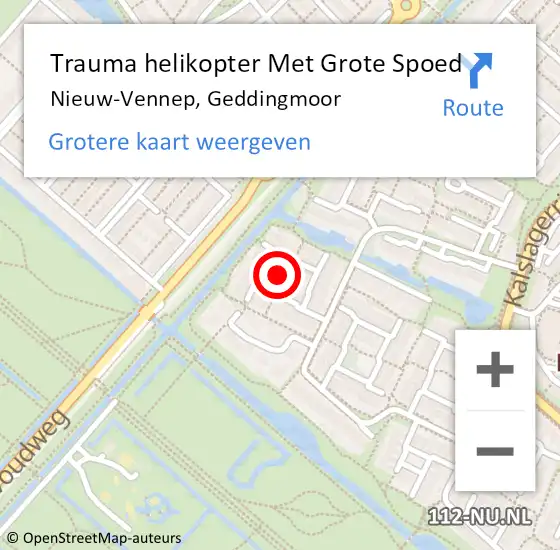 Locatie op kaart van de 112 melding: Trauma helikopter Met Grote Spoed Naar Nieuw-Vennep, Geddingmoor op 16 februari 2024 13:31