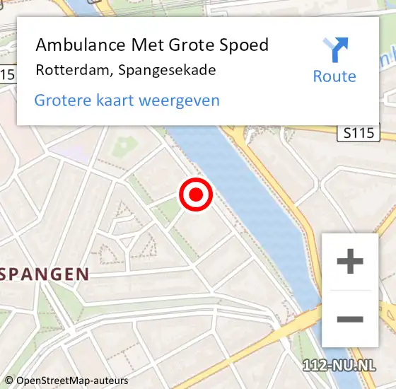 Locatie op kaart van de 112 melding: Ambulance Met Grote Spoed Naar Rotterdam, Spangesekade op 16 februari 2024 15:33