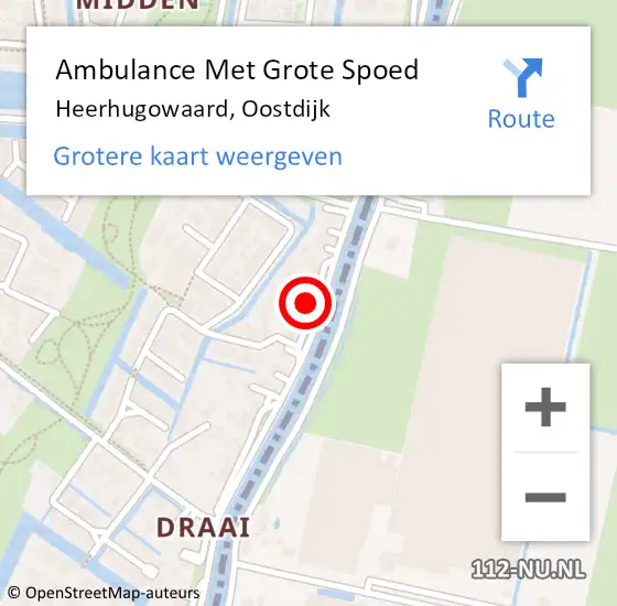 Locatie op kaart van de 112 melding: Ambulance Met Grote Spoed Naar Heerhugowaard, Oostdijk op 16 februari 2024 15:53