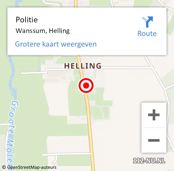 Locatie op kaart van de 112 melding: Politie Wanssum, Helling op 16 februari 2024 16:42