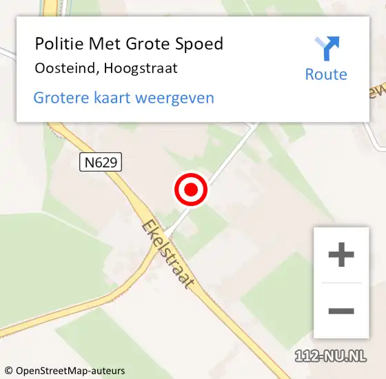 Locatie op kaart van de 112 melding: Politie Met Grote Spoed Naar Oosteind, Hoogstraat op 16 februari 2024 17:04