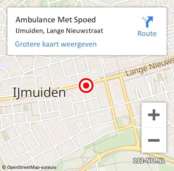 Locatie op kaart van de 112 melding: Ambulance Met Spoed Naar IJmuiden, Lange Nieuwstraat op 16 februari 2024 17:11
