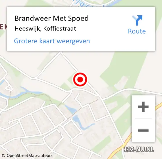 Locatie op kaart van de 112 melding: Brandweer Met Spoed Naar Heeswijk, Koffiestraat op 16 februari 2024 17:20