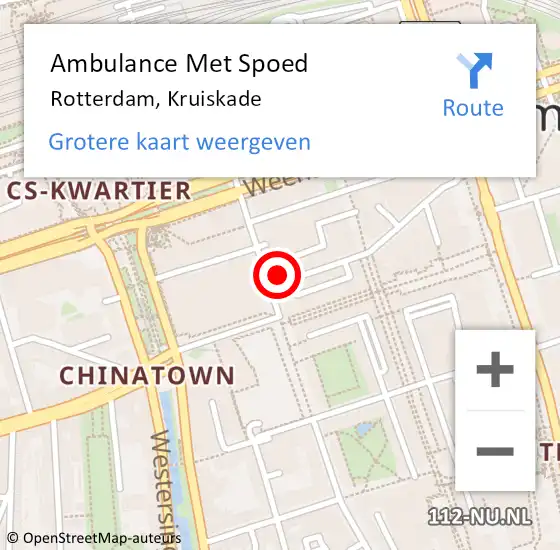 Locatie op kaart van de 112 melding: Ambulance Met Spoed Naar Rotterdam, Kruiskade op 16 februari 2024 17:21