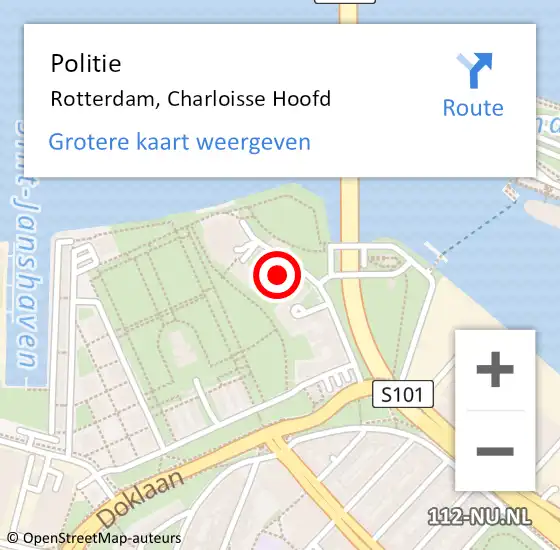 Locatie op kaart van de 112 melding: Politie Rotterdam, Charloisse Hoofd op 16 februari 2024 17:39