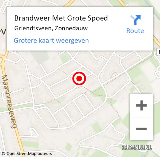 Locatie op kaart van de 112 melding: Brandweer Met Grote Spoed Naar Griendtsveen, Zonnedauw op 16 februari 2024 18:10