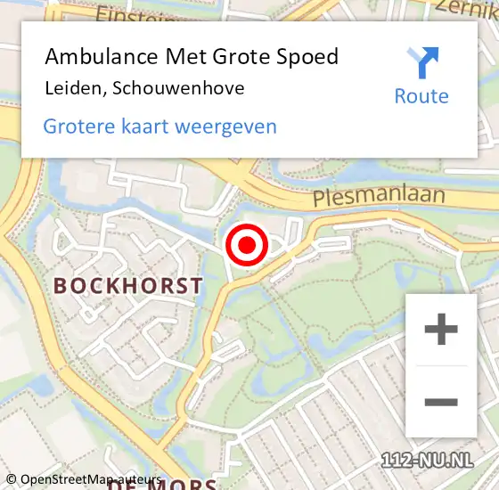 Locatie op kaart van de 112 melding: Ambulance Met Grote Spoed Naar Leiden, Schouwenhove op 16 februari 2024 18:38