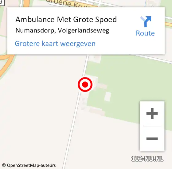 Locatie op kaart van de 112 melding: Ambulance Met Grote Spoed Naar Numansdorp, Volgerlandseweg op 16 februari 2024 19:47