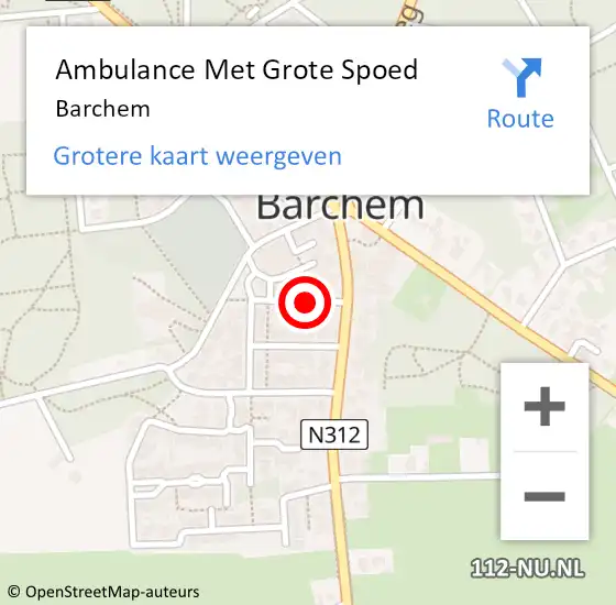 Locatie op kaart van de 112 melding: Ambulance Met Grote Spoed Naar Barchem op 16 februari 2024 20:32