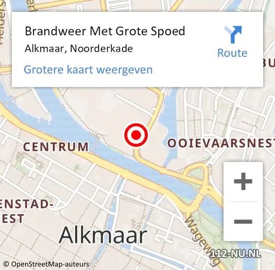 Locatie op kaart van de 112 melding: Brandweer Met Grote Spoed Naar Alkmaar, Noorderkade op 16 februari 2024 20:52
