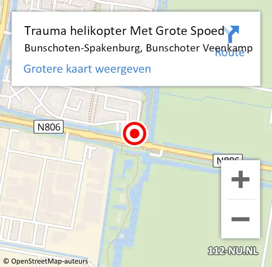 Locatie op kaart van de 112 melding: Trauma helikopter Met Grote Spoed Naar Bunschoten-Spakenburg, Bunschoter Veenkamp op 16 februari 2024 21:04