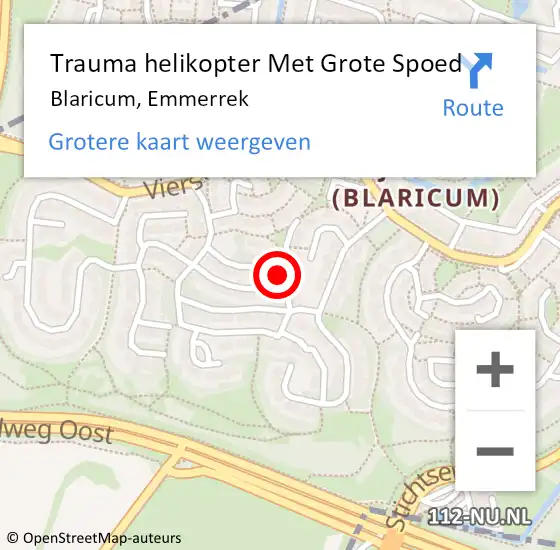 Locatie op kaart van de 112 melding: Trauma helikopter Met Grote Spoed Naar Blaricum, Emmerrek op 16 februari 2024 21:15