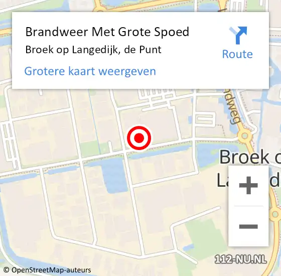 Locatie op kaart van de 112 melding: Brandweer Met Grote Spoed Naar Broek op Langedijk, de Punt op 16 februari 2024 21:36
