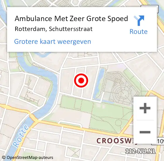 Locatie op kaart van de 112 melding: Ambulance Met Zeer Grote Spoed Naar Rotterdam, Schuttersstraat op 16 februari 2024 22:16