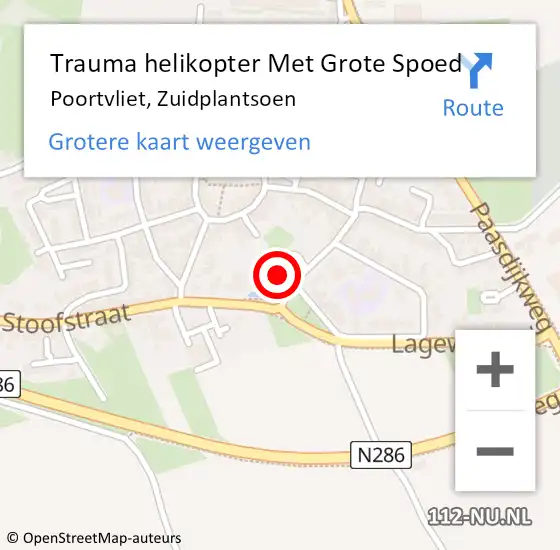 Locatie op kaart van de 112 melding: Trauma helikopter Met Grote Spoed Naar Poortvliet, Zuidplantsoen op 17 februari 2024 00:11