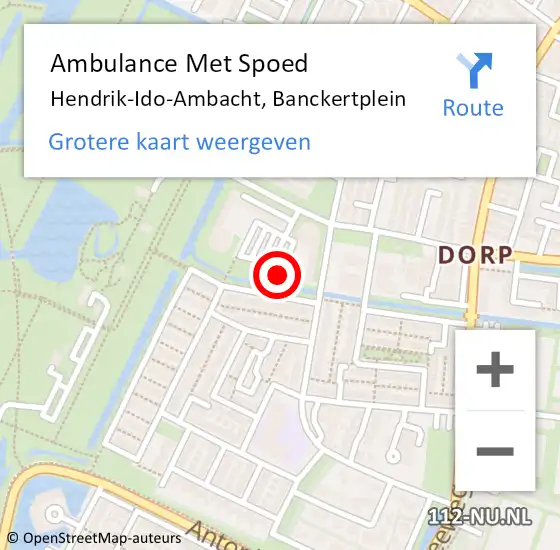 Locatie op kaart van de 112 melding: Ambulance Met Spoed Naar Hendrik-Ido-Ambacht, Banckertplein op 17 februari 2024 00:47