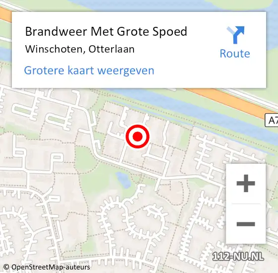Locatie op kaart van de 112 melding: Brandweer Met Grote Spoed Naar Winschoten, Otterlaan op 17 februari 2024 00:51