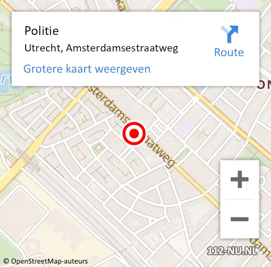 Locatie op kaart van de 112 melding: Politie Utrecht, Amsterdamsestraatweg op 17 februari 2024 01:21