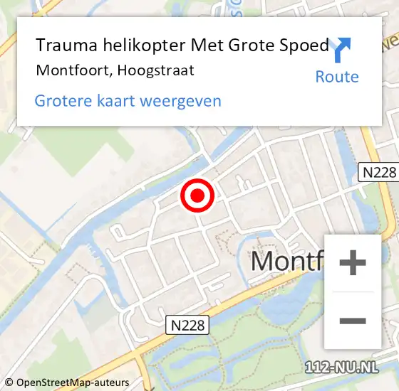 Locatie op kaart van de 112 melding: Trauma helikopter Met Grote Spoed Naar Montfoort, Hoogstraat op 17 februari 2024 06:07