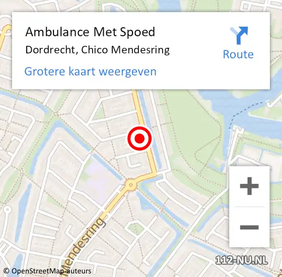 Locatie op kaart van de 112 melding: Ambulance Met Spoed Naar Dordrecht, Chico Mendesring op 17 februari 2024 06:54