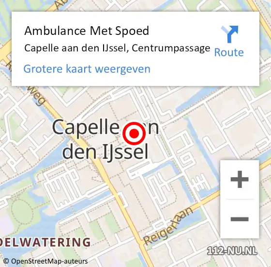 Locatie op kaart van de 112 melding: Ambulance Met Spoed Naar Capelle aan den IJssel, Centrumpassage op 17 februari 2024 09:07