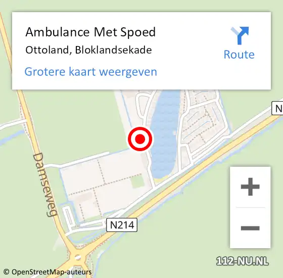 Locatie op kaart van de 112 melding: Ambulance Met Spoed Naar Ottoland, Bloklandsekade op 17 februari 2024 09:45