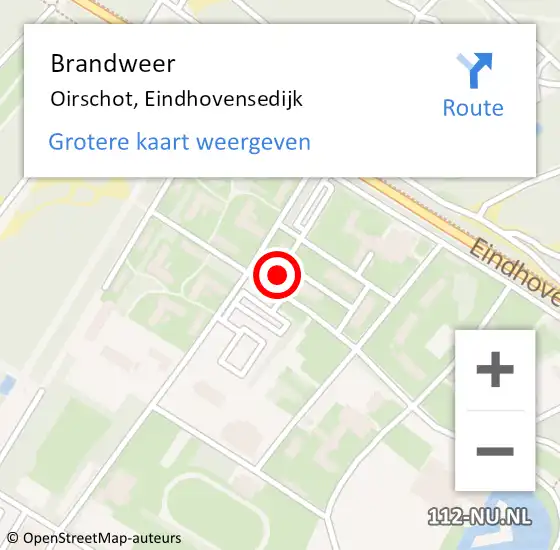 Locatie op kaart van de 112 melding: Brandweer Oirschot, Eindhovensedijk op 17 februari 2024 09:52