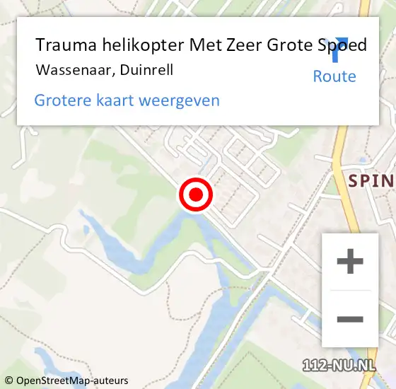 Locatie op kaart van de 112 melding: Trauma helikopter Met Zeer Grote Spoed Naar Wassenaar, Duinrell op 17 februari 2024 11:10
