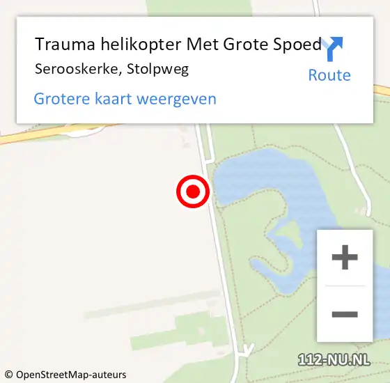 Locatie op kaart van de 112 melding: Trauma helikopter Met Grote Spoed Naar Serooskerke, Stolpweg op 17 februari 2024 12:16