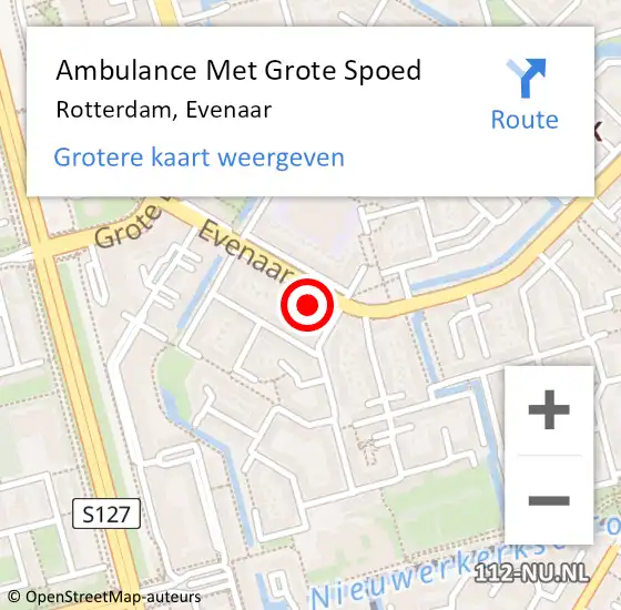 Locatie op kaart van de 112 melding: Ambulance Met Grote Spoed Naar Rotterdam, Evenaar op 17 februari 2024 12:54