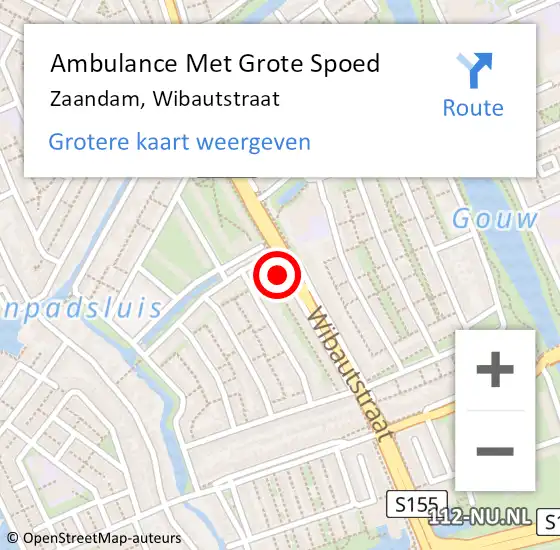 Locatie op kaart van de 112 melding: Ambulance Met Grote Spoed Naar Zaandam, Wibautstraat op 17 februari 2024 13:16