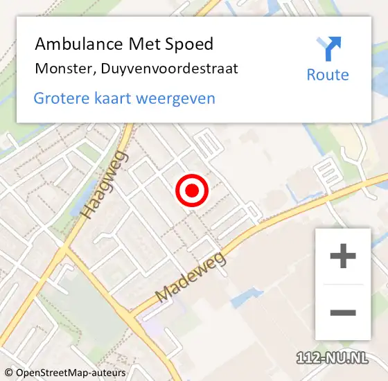 Locatie op kaart van de 112 melding: Ambulance Met Spoed Naar Monster, Duyvenvoordestraat op 17 februari 2024 13:57