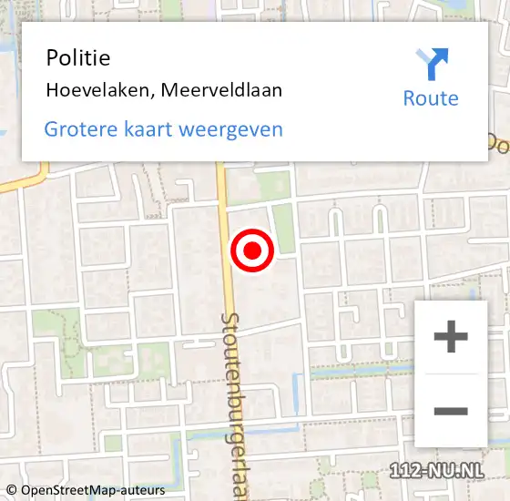 Locatie op kaart van de 112 melding: Politie Hoevelaken, Meerveldlaan op 17 februari 2024 13:59