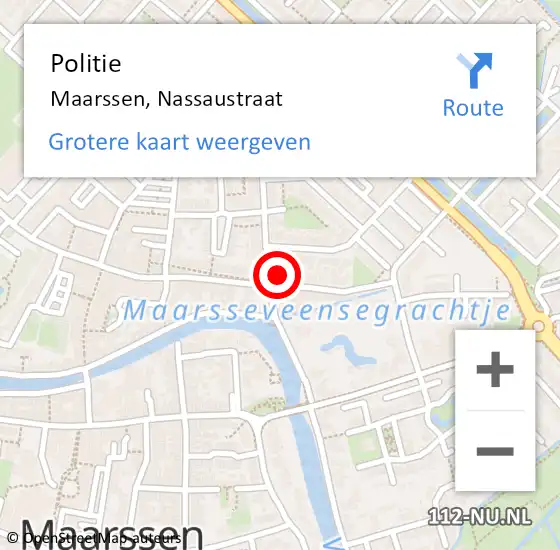 Locatie op kaart van de 112 melding: Politie Maarssen, Nassaustraat op 17 februari 2024 14:04