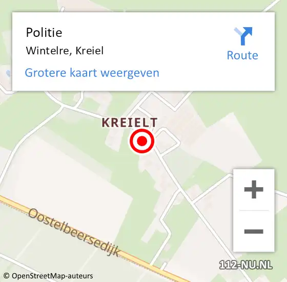 Locatie op kaart van de 112 melding: Politie Wintelre, Kreiel op 17 februari 2024 14:21