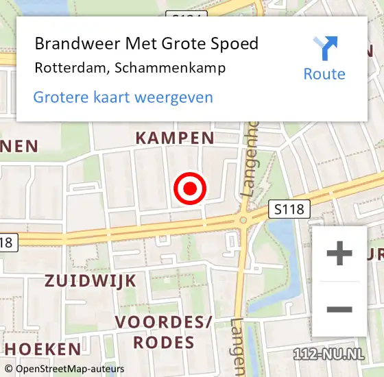 Locatie op kaart van de 112 melding: Brandweer Met Grote Spoed Naar Rotterdam, Schammenkamp op 17 februari 2024 14:38