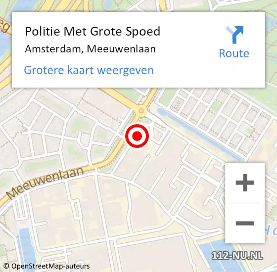 Locatie op kaart van de 112 melding: Politie Met Grote Spoed Naar Amsterdam, Meeuwenlaan op 17 februari 2024 14:45