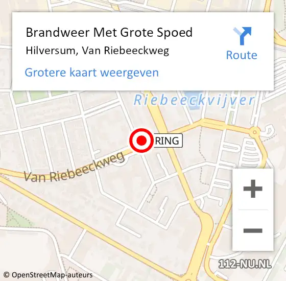 Locatie op kaart van de 112 melding: Brandweer Met Grote Spoed Naar Hilversum, Van Riebeeckweg op 17 februari 2024 14:53