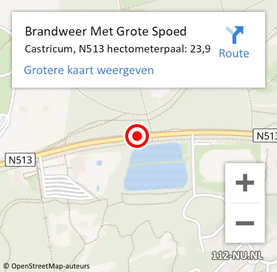 Locatie op kaart van de 112 melding: Brandweer Met Grote Spoed Naar Castricum, N513 hectometerpaal: 23,9 op 17 februari 2024 14:55
