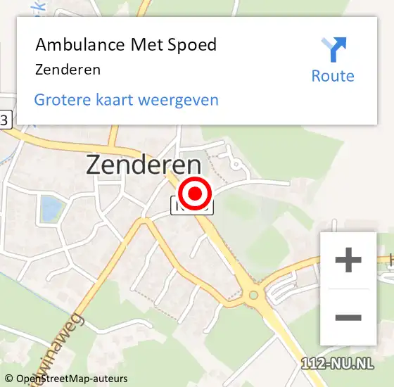 Locatie op kaart van de 112 melding: Ambulance Met Spoed Naar Zenderen op 17 februari 2024 16:36