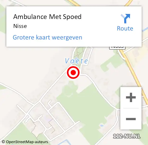 Locatie op kaart van de 112 melding: Ambulance Met Spoed Naar Nisse op 17 februari 2024 16:46