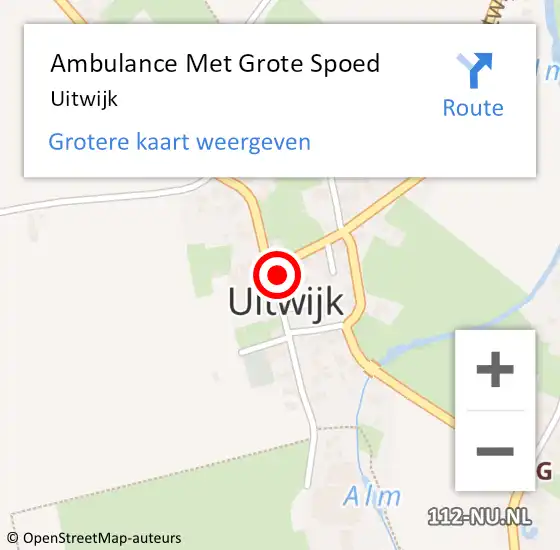 Locatie op kaart van de 112 melding: Ambulance Met Grote Spoed Naar Uitwijk op 17 februari 2024 17:28