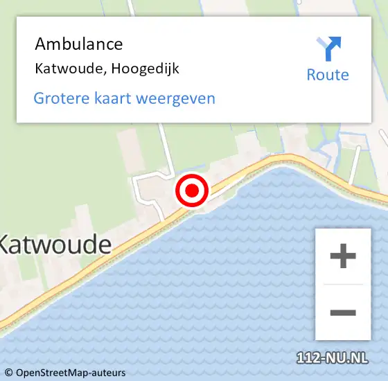 Locatie op kaart van de 112 melding: Ambulance Katwoude, Hoogedijk op 17 februari 2024 18:15
