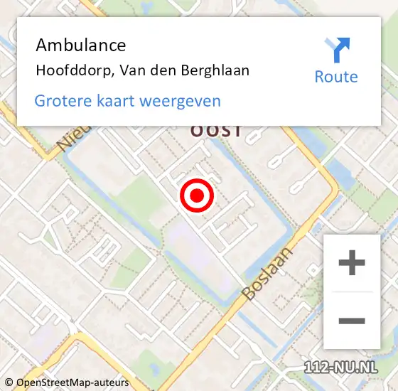 Locatie op kaart van de 112 melding: Ambulance Hoofddorp, Van den Berghlaan op 17 februari 2024 18:54