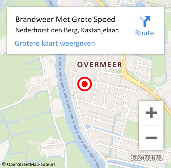 Locatie op kaart van de 112 melding: Brandweer Met Grote Spoed Naar Nederhorst den Berg, Kastanjelaan op 17 februari 2024 18:55