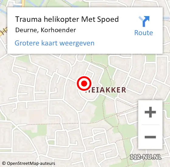 Locatie op kaart van de 112 melding: Trauma helikopter Met Spoed Naar Deurne, Korhoender op 17 februari 2024 19:15